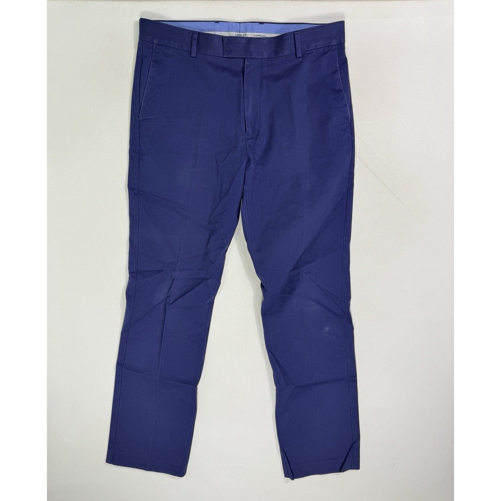 Charles Tyrwhitt Mens 34x32 (35x31) Slim Fit Non-Iron Cotton Slacks Blue Casual